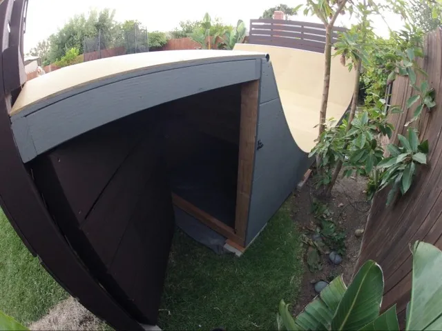 Right side view of paneled storage access, door open