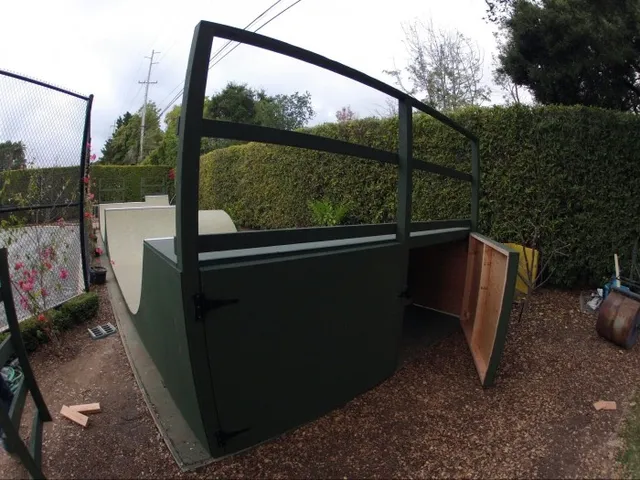 Rear view of solid storage access, right door open