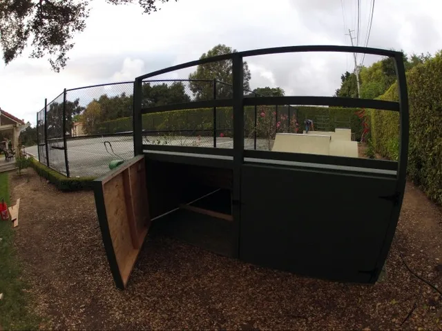 Rear view of solid storage access, left door open